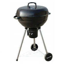 Gratar pe carbuni cu raft MasterGrill MG910, 46 cm, Otel inoxidabil, Recipient cenusa, 2 rotite, Negru/Inox