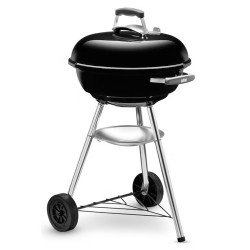 Gratar pe carbuni Weber Compact 1221004, 47 cm, Recipient cenusa, Reglare flux aer, 2 roti, 2 manere reci, Negru