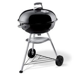 Gratar pe carbuni Weber Compact 1321004, 57 cm, Recipient cenusa, Reglare flux aer, 2 roti, 2 manere reci, Negru