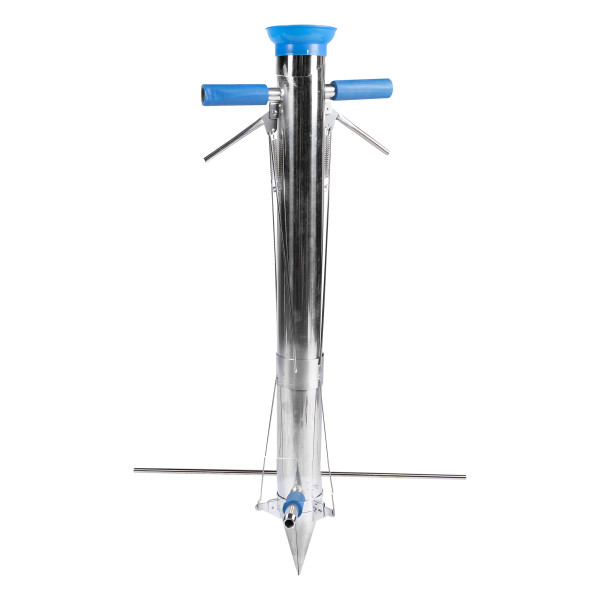 Semanatoare manuala pentru rasaduri, Plantator manual din inox cu manere si pedala, Micul Fermier GF-2107, diametru 7.5 cm, adancime 17 cm