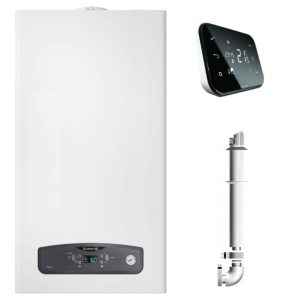 Centrala termica in condensatie Ariston Cares S 24 kW, kit evacuare inclus si Salus IT500 wifi termostat ambient cu control prin internet