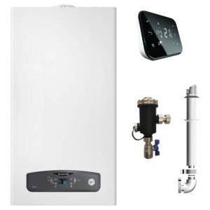 Centrala termica in condensatie Ariston Cares S 24 kW, kit evacuare inclus si Salus IT500 wifi termostat ambient cu control prin internet si Filtru Antimagnetita