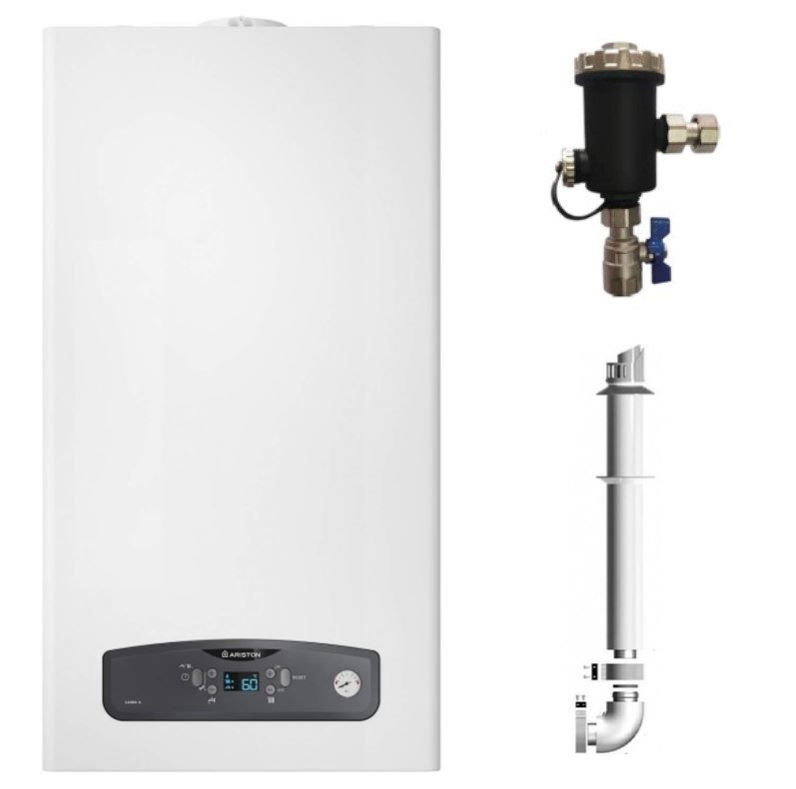 Centrala termica in condensatie Ariston Cares S 30 kW, kit evacuare inclus si Filtru Antimagnetita