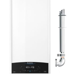 Centrala termica murala in condensare Ariston Genus One+ 24, Gaz, Tiraj fortat, 24 kW, Doua schimbatoare de caldura, Display digital, schimbator primar inox, kit de evacuare inclus