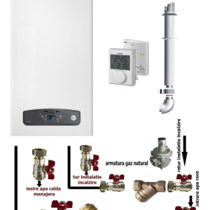 Centrala termica pe gaz in condensare Ariston CARES S 30 kW, clasa A, LCD, model nou, termostat ambient si pachet instalare