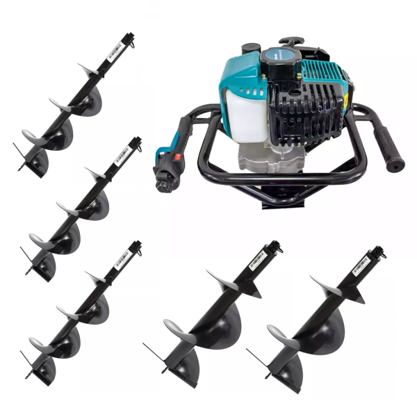 Set Motoburghiu Pamant - Kraissmann, Putere 5.7 CP, Model Nou + 5 burghie 100,150, 200, 250, 300mm