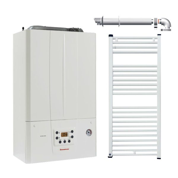 Pachet Centrala termica in condensare Immergas Victrix TERA 24, kit evacuare si radiator baie Fornello 500x800