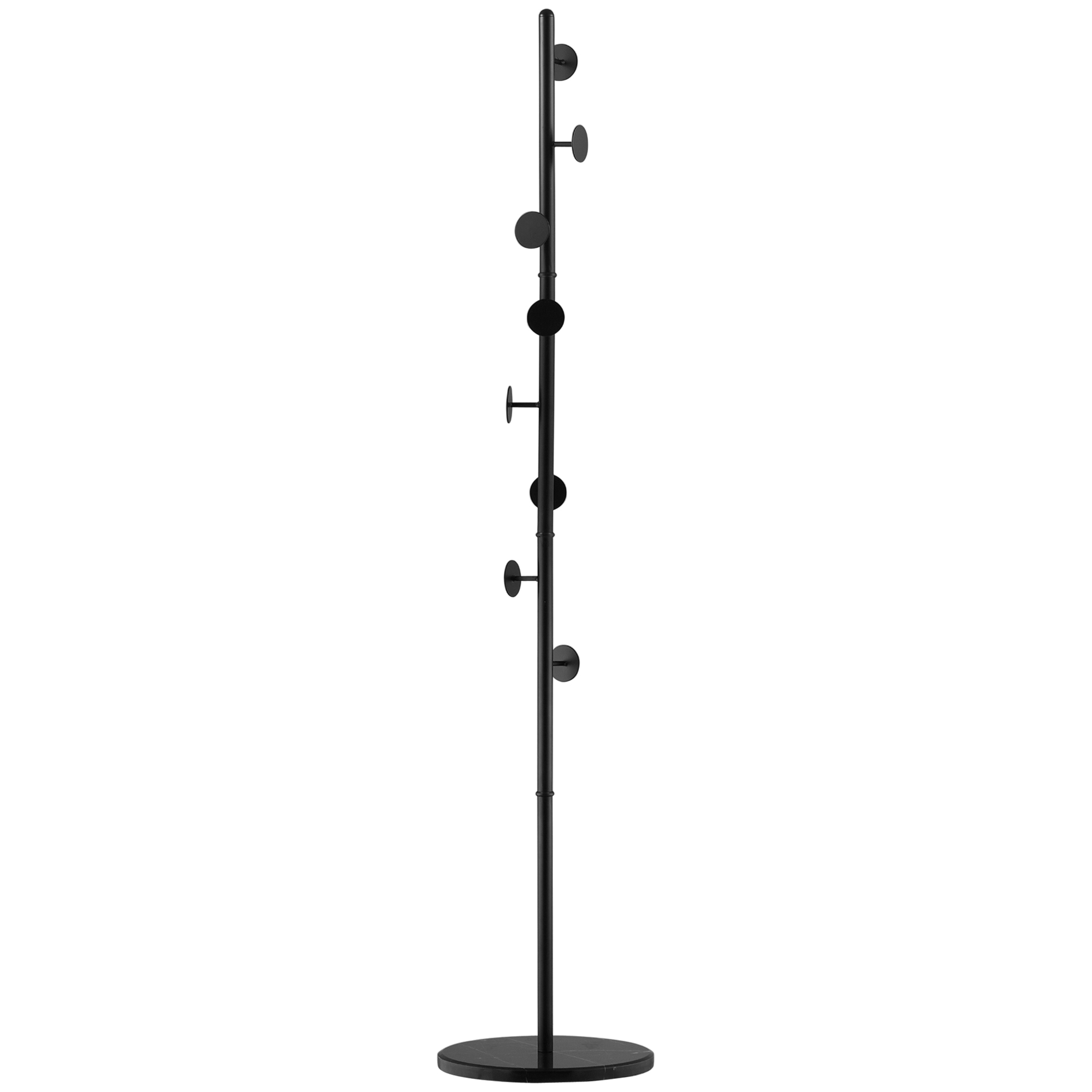 HOMCOM Cuier de Podea cu 8 Carlige, Cuier pentru Intrare si Dormitor din Otel cu Baza din Marmura, 35x35x170cm, Negru | Aosom Romania