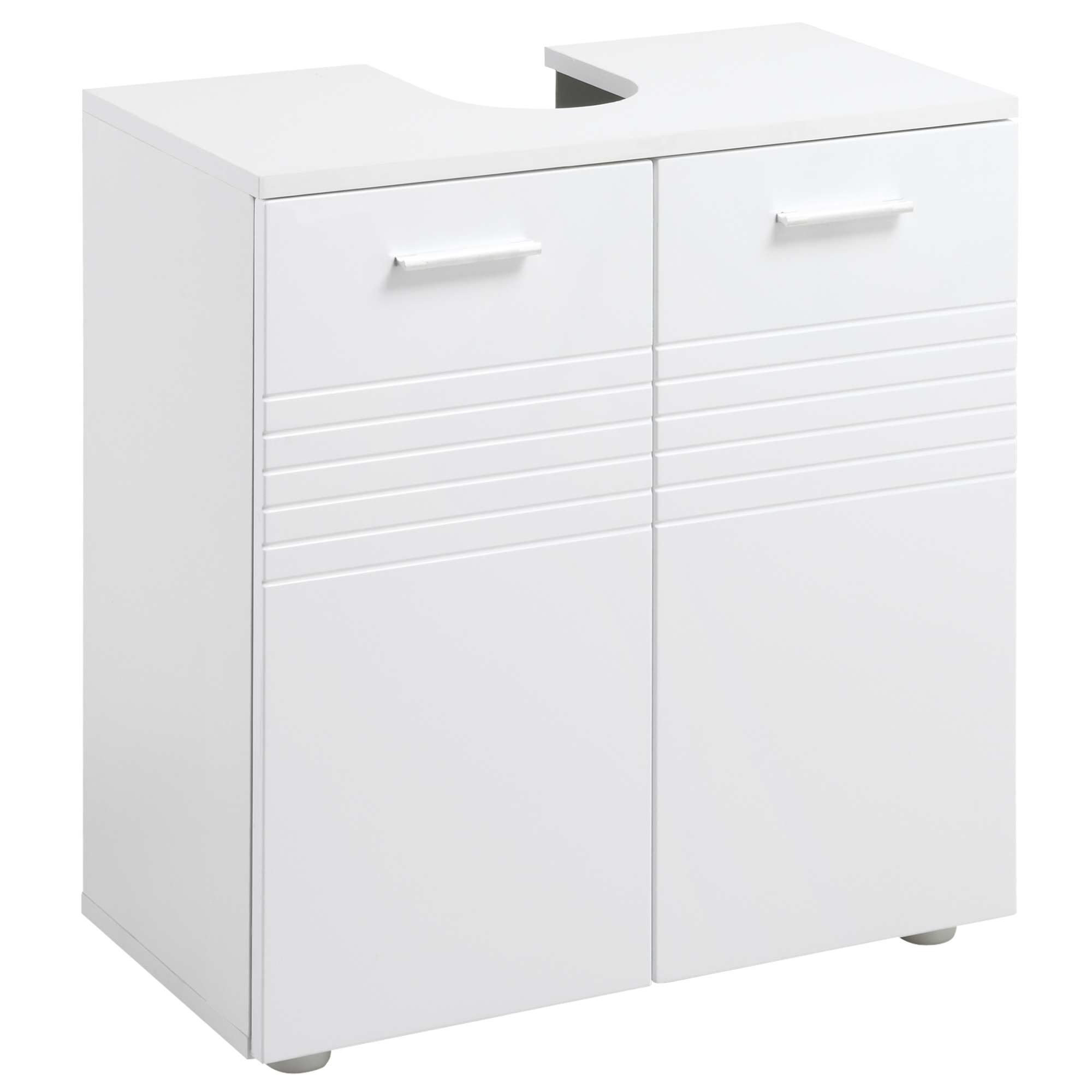 Mobilier Baie Subchiuvetă Kleankin cu 2 Uși, Spațiu de Stocare Eficient, din Lemn, Alb, 60x30x62.5cm | Aosom Romania