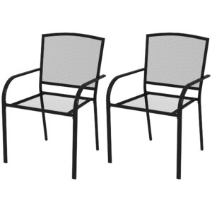 Set de 2 scaune de grădină Outsunny, scaune de exterior stivuibil | Aosom Romania