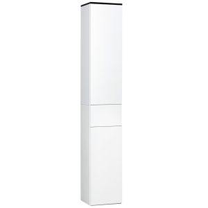 Dulap de Baie Kleankin cu Poliță Reglabilă, 2 Rafturi Închise și Sertar, Economie de Spațiu 30x28x180cm, Alb | Aosom Romania