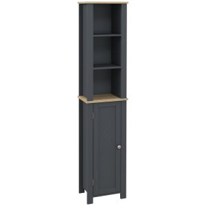 Dulap de Depozitare Inalt pentru Baie, Organizator de Baie cu Dulap cu Usa si 3 Rafturi, pentru Lenjerie, 34x23x165cm Gri kleankin | Aosom Romania