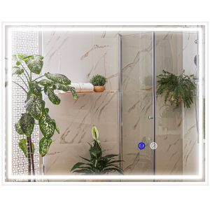 Kleankin Oglindă LED pentru Baie cu Rama din Aluminiu, 3 Temperaturi de Culoare, Memorie, 90x70cm | Aosom Romania