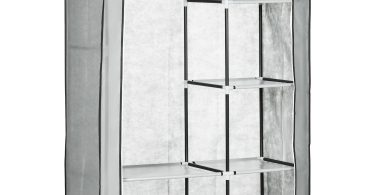HOMCOM Dulap Modular din Oțel și PP, Organizator cu 6 Rafturi Deschise, 1 Cuier și Ușă, 103x43x162.5 cm, Gri | Aosom Romania