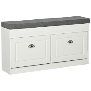 Banchetă-Pantofar HOMCOM din Lemn cu Spațiu de Depozitare, 104x24x55 cm, Design Modern, Alb | Aosom Romania