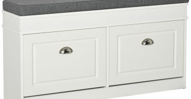 Banchetă-Pantofar HOMCOM din Lemn cu Spațiu de Depozitare, 104x24x55 cm, Design Modern, Alb | Aosom Romania
