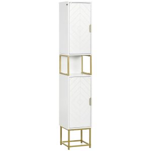 kleankin Dulap baie cu dulapuri si compartimente deschise, mobilier pentru baie de dimensiuni reduse din MDF | Aosom Romania