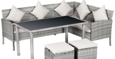 Outsunny Set Mobilier de Terasă 5 Piese, 2 Canapele, Masă de Cafea, 2 Scaune, Ratan Sintetic Gri, Design Modern | Aosom Romania