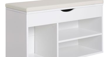 HOMCOM Dulap pentru Pantofi, Bancă cu Scaun Căptușit, Rabatabil, pentru Hol, 80x30x47 cm, Alb | Aosom Romania