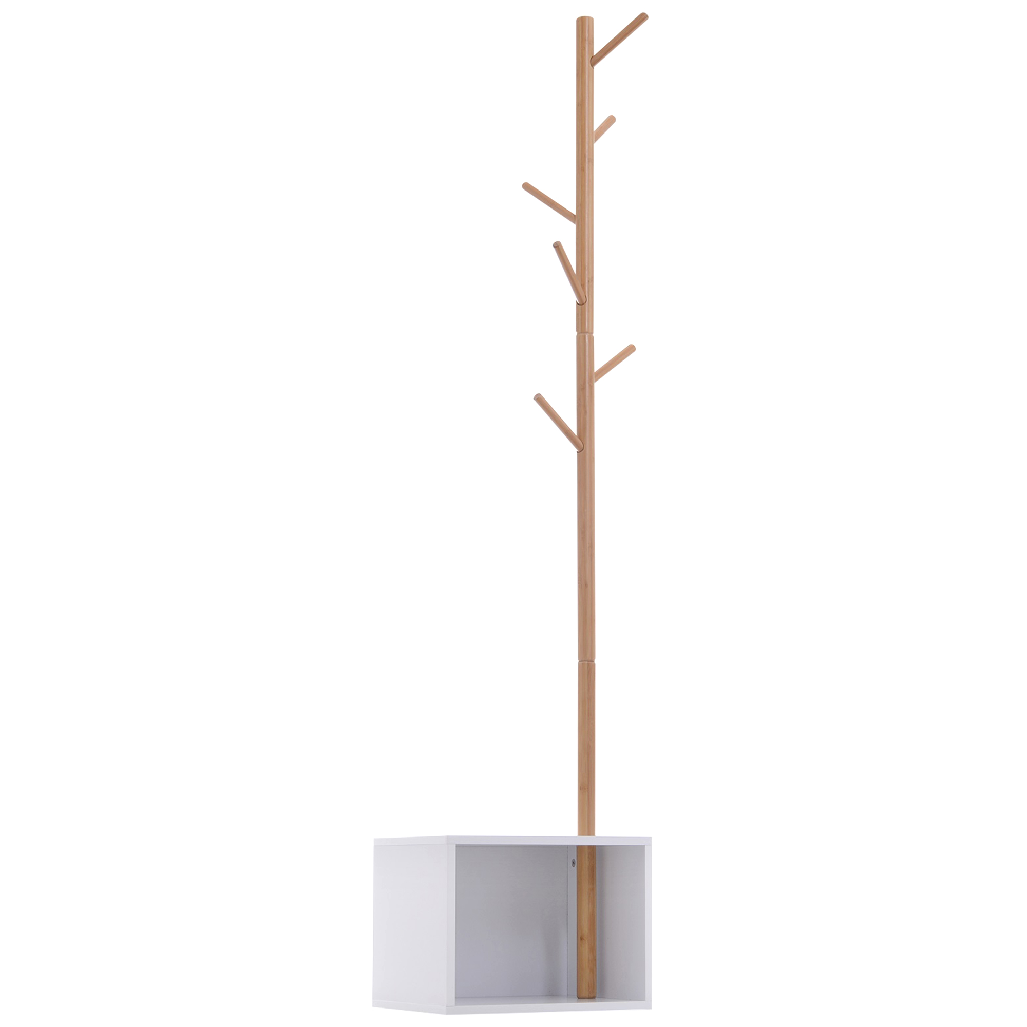 Cuier Dulap pantofi cu 6 Agatatoare in Bambù, Alb, 40x30x180cm HOMCOM | Aosom Romania