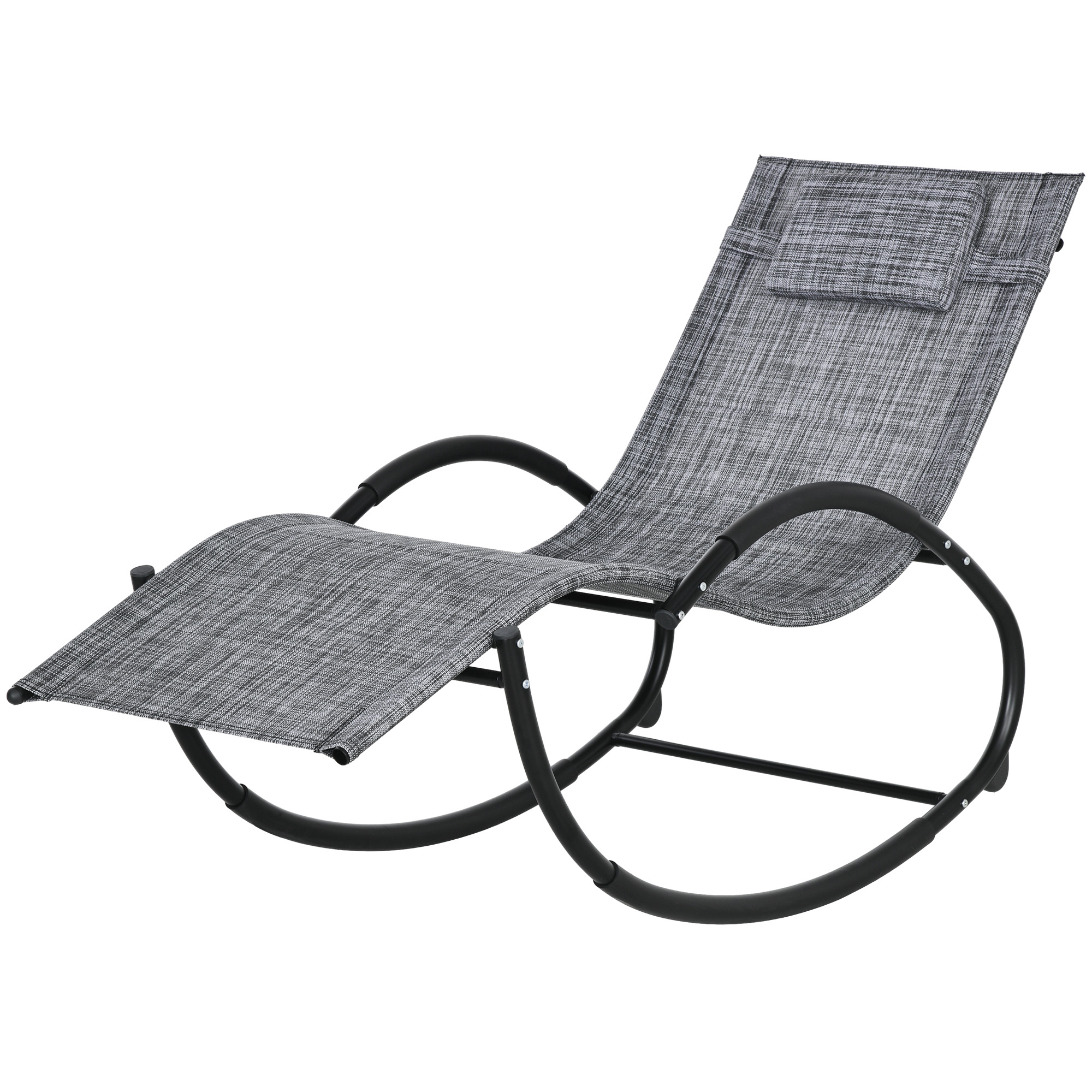 Outsunny Șezlong de Grădină, Balansoar cu Gravitație Zero, Șezlong Impermeabil cu Tetieră, 155x61x88 cm, Gri | Aosom Romania