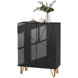 HOMCOM Dulap Îngust pentru Pantofi, Dulap Subțire pentru Depozitarea a 15-20 de Pantofi, 95x72x31.5 cm, Negru | Aosom Romania
