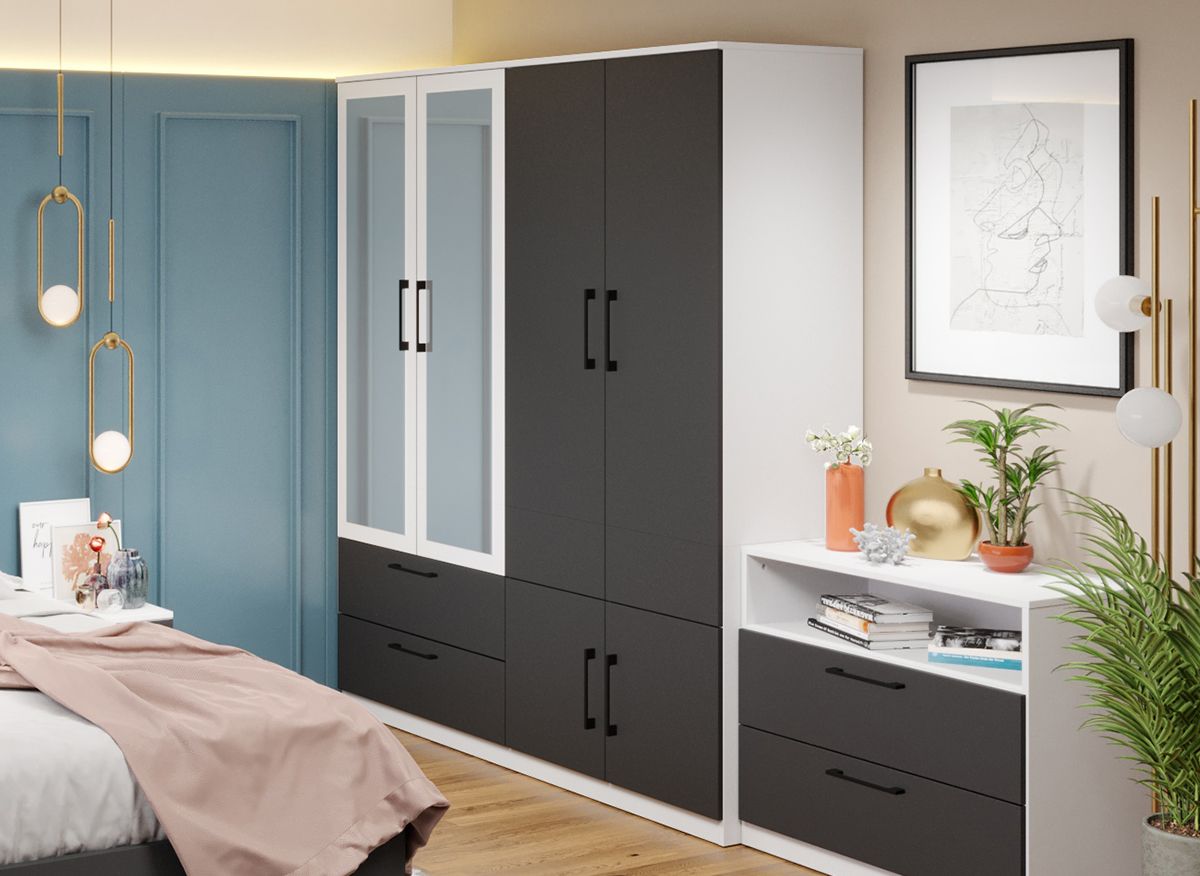 Dulap Benjamin Gri / Alb – C164/05 cu oglinda - imagine 3