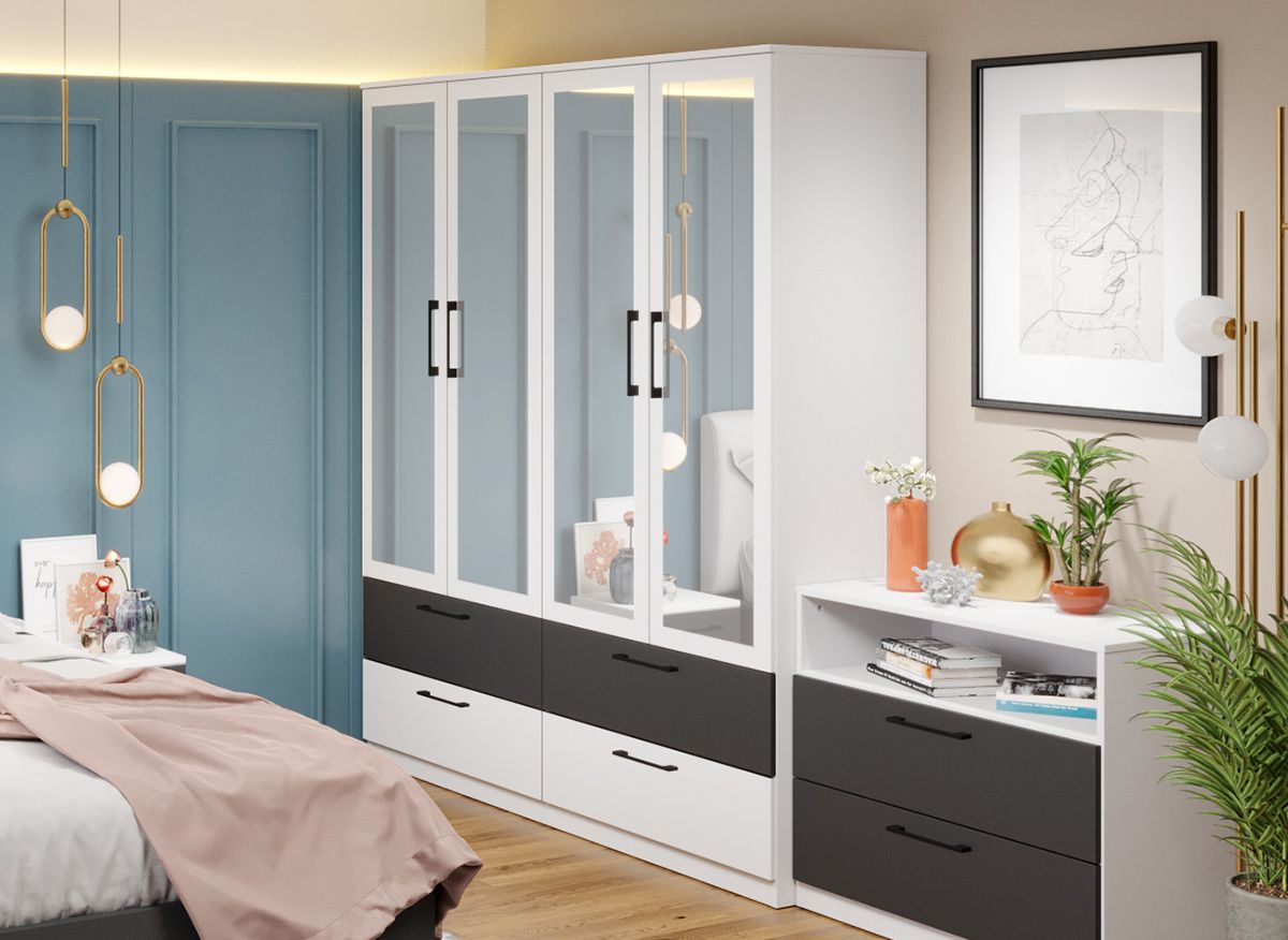 Dulap Benjamin Gri / Alb – C164/06 cu oglinda - imagine 3