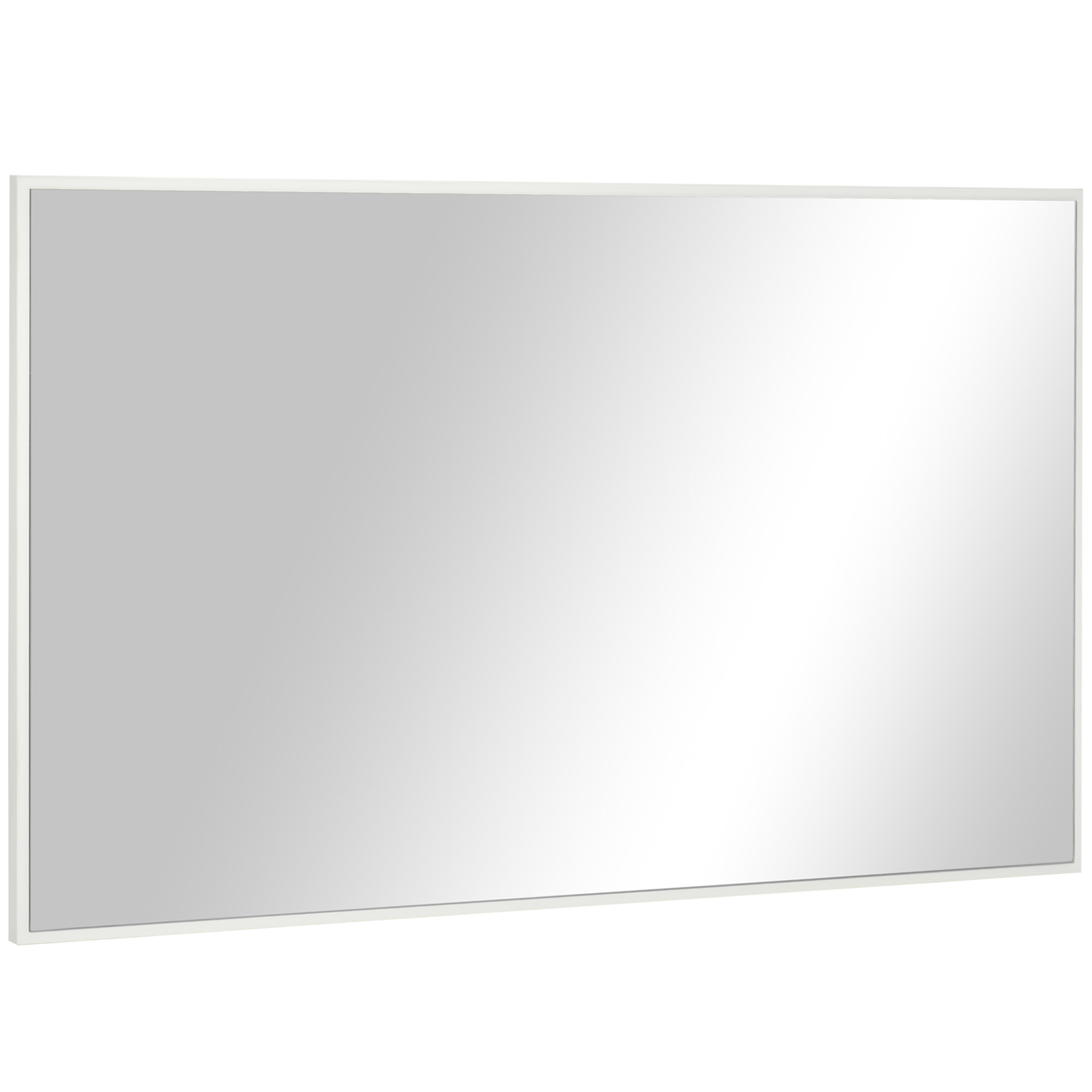 Oglinda de baie dreptunghiulara din placi aglomerate si sticla cu design de perete, 104x60cm alb, argintiu kleankin | Aosom Romania