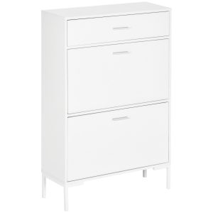 HOMCOM Dulap Pantofi Modern, 12 Perechi, 2 Uși și Sertar, Alb | Aosom Romania