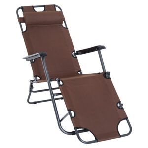 Sezlong de Gradina Outsunny sau de Piscina, Pliabil, Gri | Aosom Romania