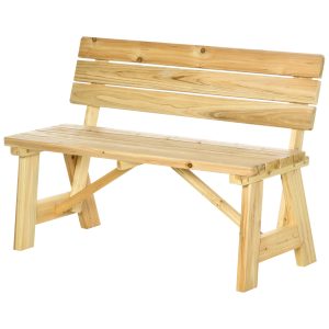 Outsunny Banca pentru Exterior din Lemn, Banca 2 Locuri pentru Gradina cu Sipci cu Spatar Inalt, 116x56x80cm, Culoare Natur | Aosom Romania