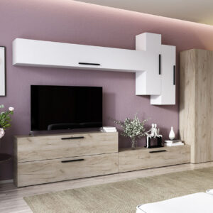 Living Pati 047 - Mobila Sufragerie Stejar + Alb