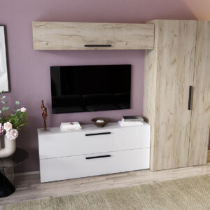 Living Pati 053 - Mobila Sufragerie Stejar + Alb