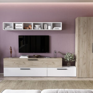 Living Pati 056 - Mobila Sufragerie Stejar + Alb