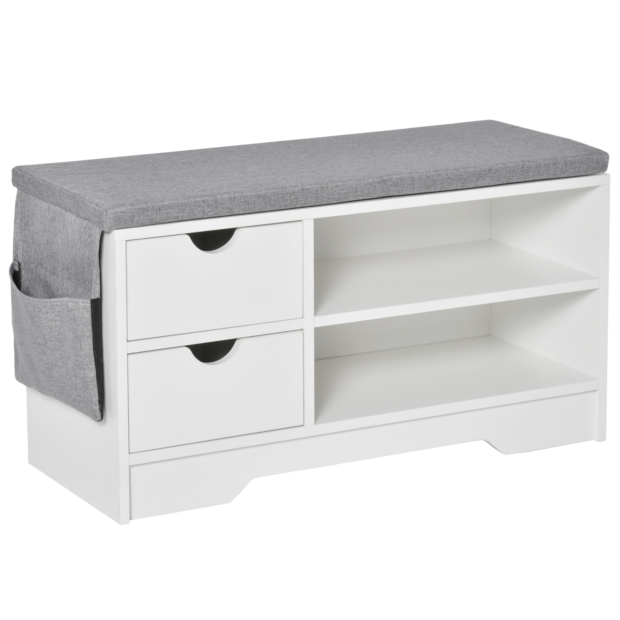 Banchetă Pantofar Compactă HOMCOM, Bancă Depozitare din Lemn pentru 4 Perechi Pantofi, Design Modern, Alb | Aosom Romania