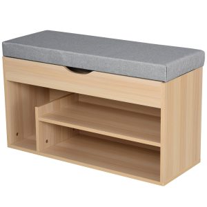 Banca din lemn pentru pantofi, 80x30x48cm HOMCOM | Aosom Romania