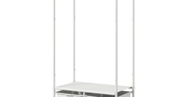 HOMCOM Suport Cuier cu Rafturi pentru Pantofi și 4 Coșuri, Cuier Intrare din Oțel și Plastic, 8 Agățători, 63x37x153 cm, Alb | Aosom Romania