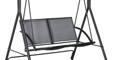 Outsunny Balansoar cu 2 Locuri de Gradina pentru Exterior cu Baldachin Reglabil si Sezuta din Textilen, 140x118x162cm Gri | Aosom Romania