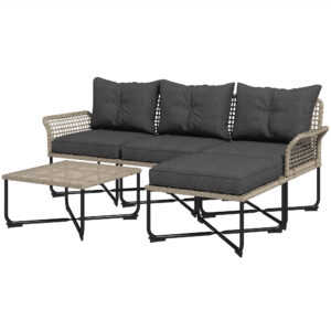 Outsunny Set de Mobilier de Terasa din 5 Piese cu Canapea | Aosom Romania