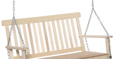 Outsunny Leagăn Suspendat din Lemn pentru 2 Persoane, Design Natural, Ideal pentru Grădină sau Terasă, 119x65x61 cm | Aosom Romania