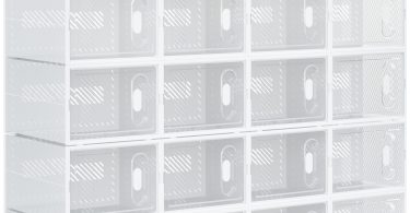 HOMCOM Dulap pentru pantofi modular cu orificii de ventilatie, 18 cuburi 28x36x21cm din plastic PP, alb si transparent | Aosom Romania