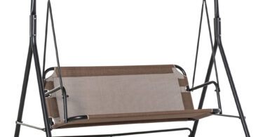 Balansoar de Gradina 3 Locuri Outsunny, Metal si Textilen, Maro 172x110x155cm | Aosom Romania