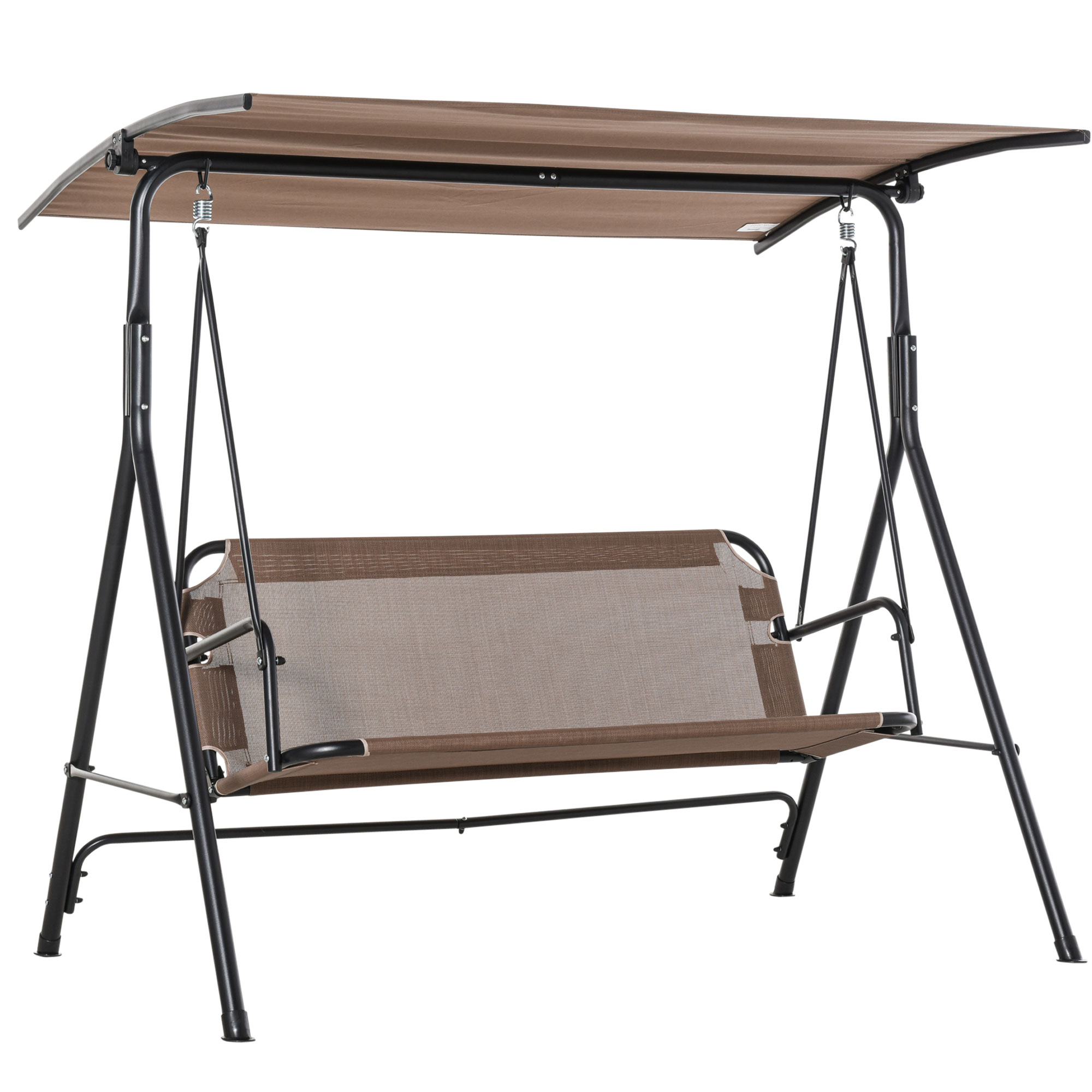 Balansoar de Gradina 3 Locuri Outsunny, Metal si Textilen, Maro 172x110x155cm | Aosom Romania