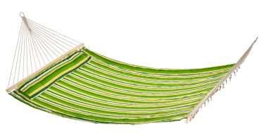 Outsunny Hamac Matrimonial in Bumbac cu Dungi Verde Galben si Alb cu Perne | Aosom Romania