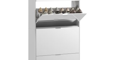 HOMCOM Dulap pentru Depozitarea Încălțămintei cu Uși, Oglindă și 3 Sertare Rabatabile, 76x26x168 cm, Alb | Aosom Romania