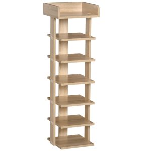 HOMCOM Dulap pentru pantofi din Lemn pentru Hol, Raft pentru 6 Pantofi cu Spatiu de depozitare, 32x30x104cm, stejar | Aosom Romania