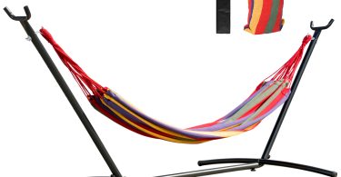 Hamac OutSunny Portabil cu suport din otel si bumbac multicolor | Aosom Romania