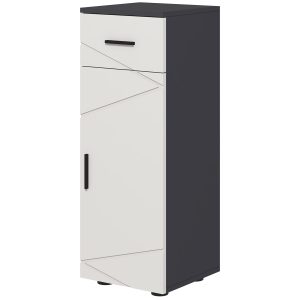 Kleankin Dulap de baie din PAL cu sertar și dulap reglabil cu 2 niveluri, 30x30x82 cm, de culoare gri | Aosom Romania