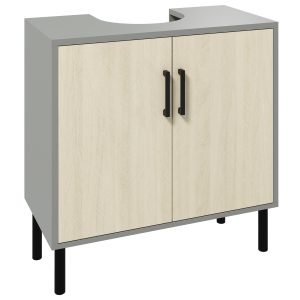 Dulap sub Chiuveta, Dulap pentru Chiuveta de Baie, Dulap de Depozitare pentru Chiuveta, 60 x 30 x 60 cm, Ton Natural kleankin | Aosom Romania